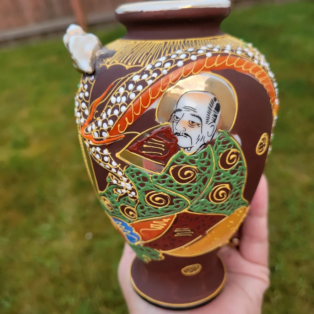 Vintage Japan Moriage Style Dragonware Vase ~ Unique & Pretty